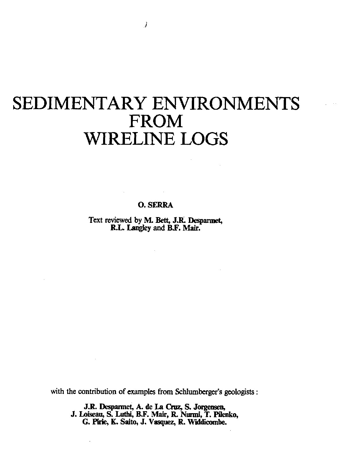 Sediemtary environments from wireline logs